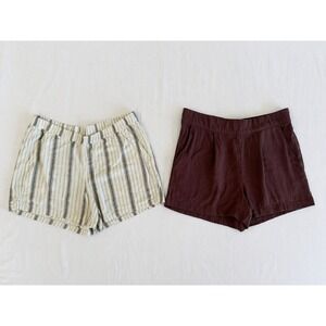 Women’s Striped Cream Shorts & Maroon Casual Shorts - Pack